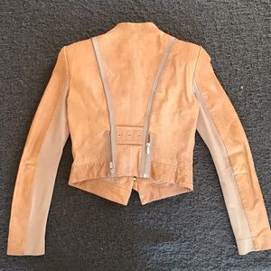 BCBGMaxAzria Soy Chai Leather Moto Jacket